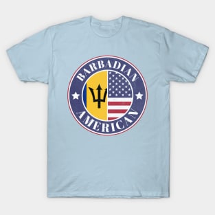 Proud Barbadian-American Badge - Barbados Flag T-Shirt
